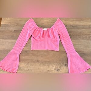 Altar'd State Pink Ribbed Crop Top XS